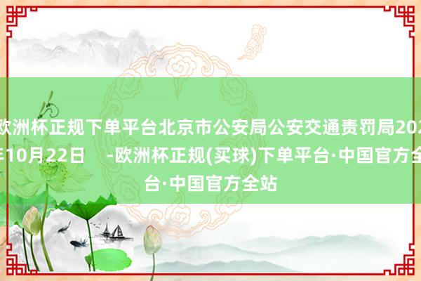 欧洲杯正规下单平台北京市公安局公安交通责罚局2024年10月22日    -欧洲杯正规(买球)下单平台·中国官方全站