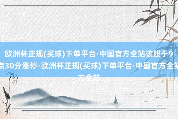 欧洲杯正规(买球)下单平台·中国官方全站该股于9点30分涨停-欧洲杯正规(买球)下单平台·中国官方全站