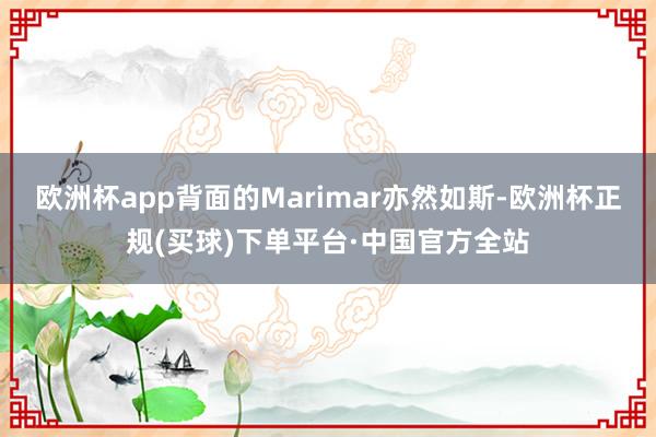 欧洲杯app背面的Marimar亦然如斯-欧洲杯正规(买球)下单平台·中国官方全站